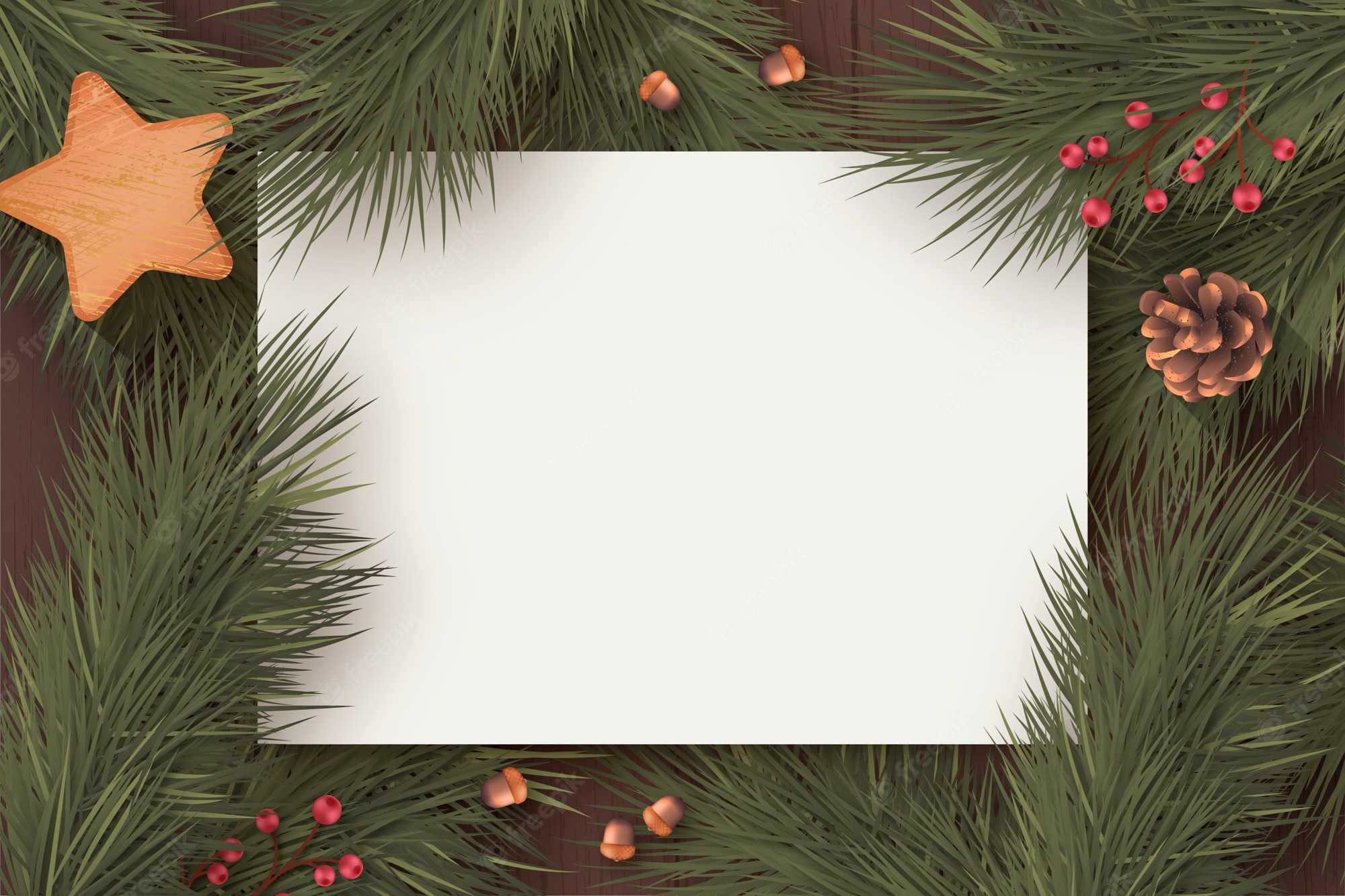 Free Vector  Christmas blank card template with winter nature For Blank Christmas Card Templates Free