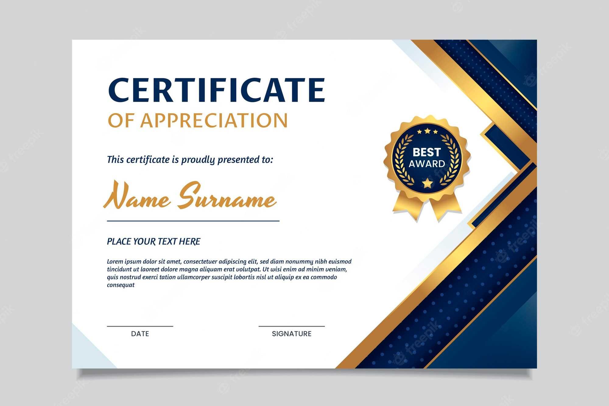 Free Vector  Elegant Gradient Certificate Of Appreciation Template In In Appreciation Certificate Templates