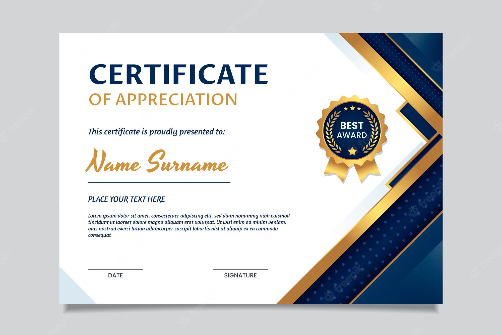 Free Vector  Elegant gradient certificate of appreciation template Throughout Sample Certificate Of Recognition Template