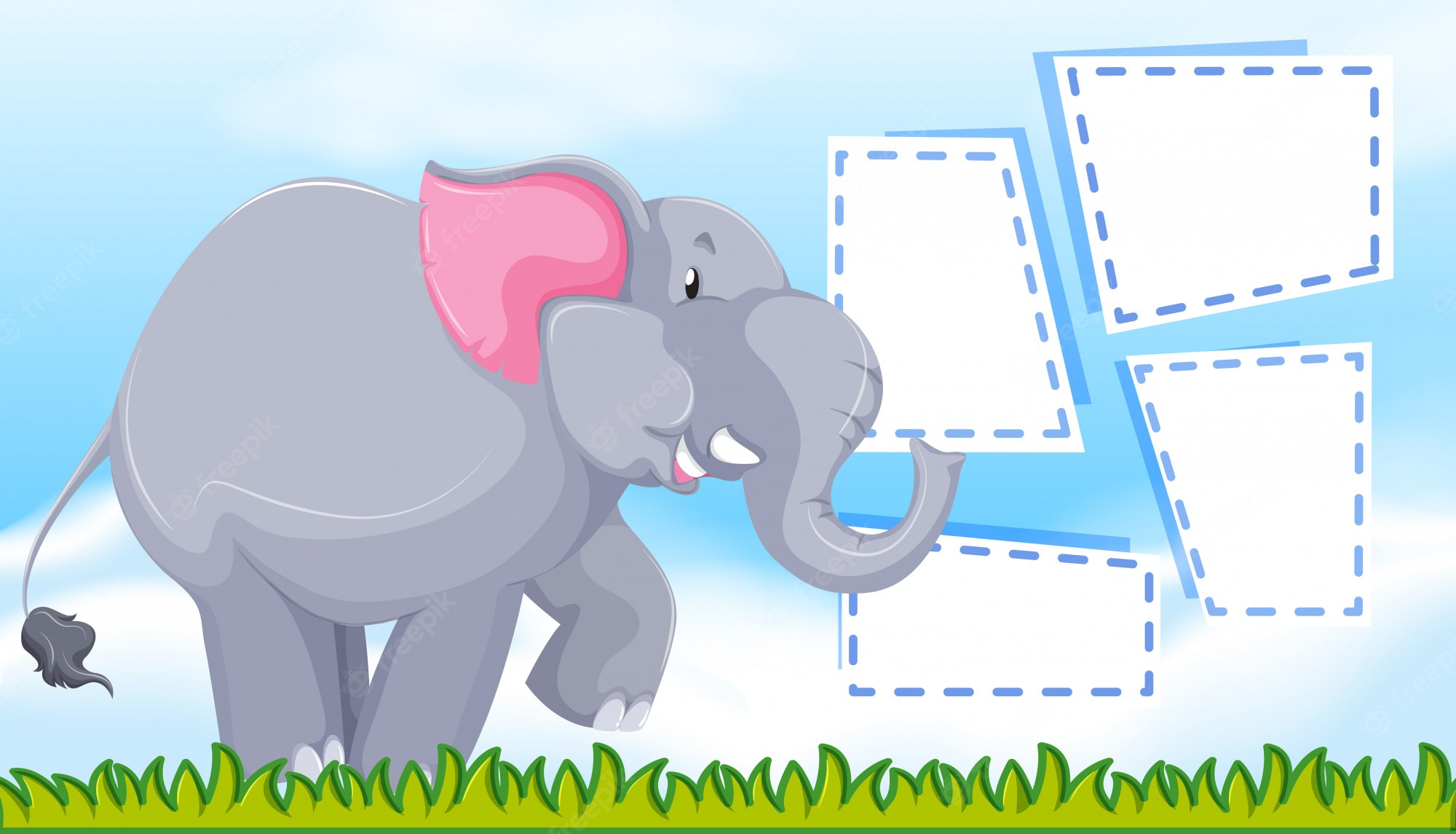 Free Vector  Elephant On Note Template Throughout Blank Elephant Template
