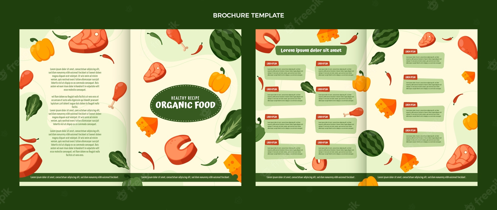 Free Vector  Flat healthy food brochure template Pertaining To Nutrition Brochure Template