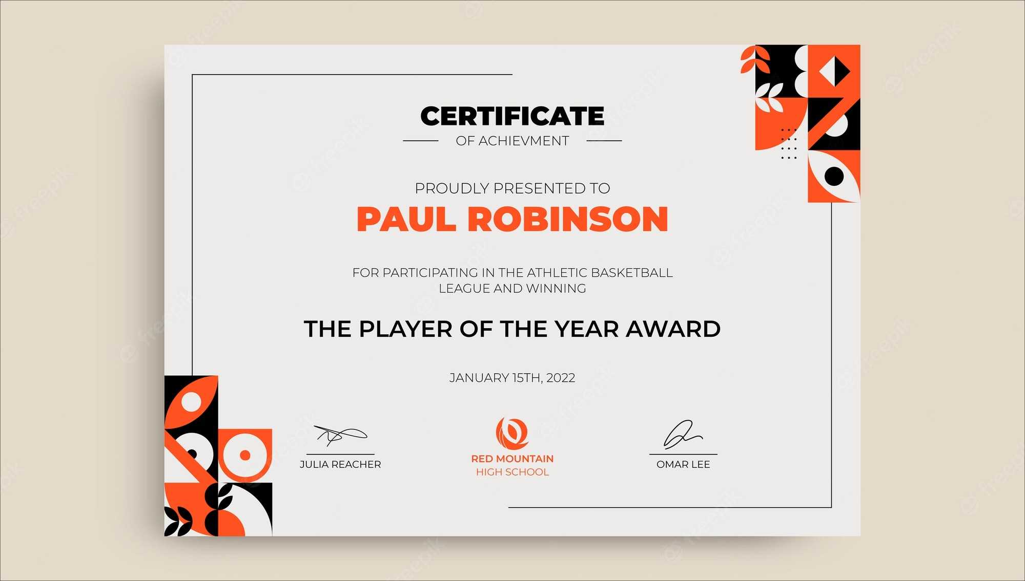 Free Vector Geometric paul basketball certificate template Inside Basketball Certificate Template Free Vector Geometric paul basketball certificate template Inside Basketball Certificate Template
