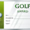 Free Vector  Golf Award Template With Golf Ball In Background For Golf Gift Certificate Template