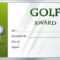 Free Vector  Golf Award Template With Golf Ball In Background For Golf Gift Certificate Template