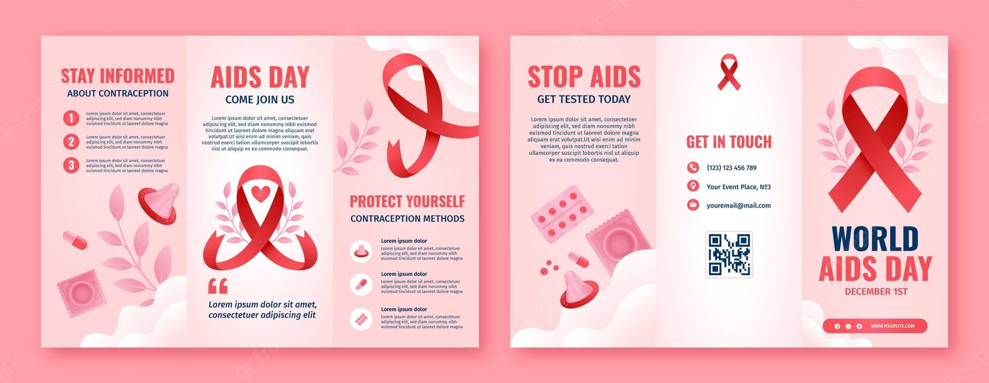 Free Vector  Gradient World Aids Day Brochure Template Within Hiv Aids Brochure Templates