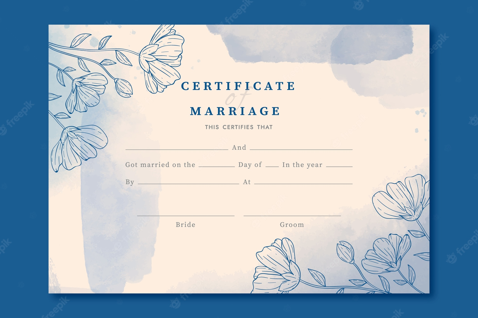 Free Vector  Hand drawn marriage certificate template Throughout Certificate Of Marriage Template