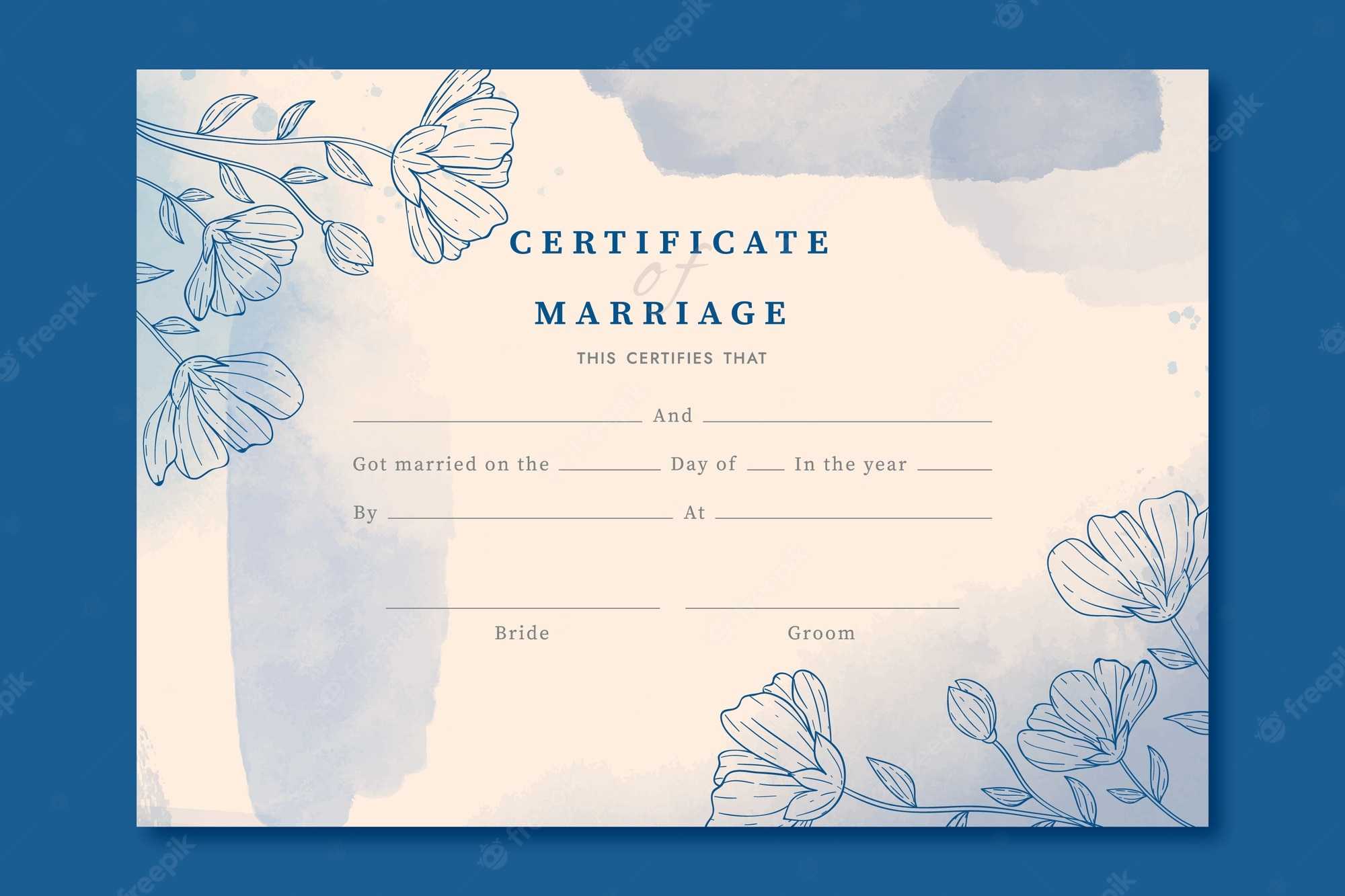 Free Vector  Hand drawn marriage certificate template Throughout Certificate Of Marriage Template