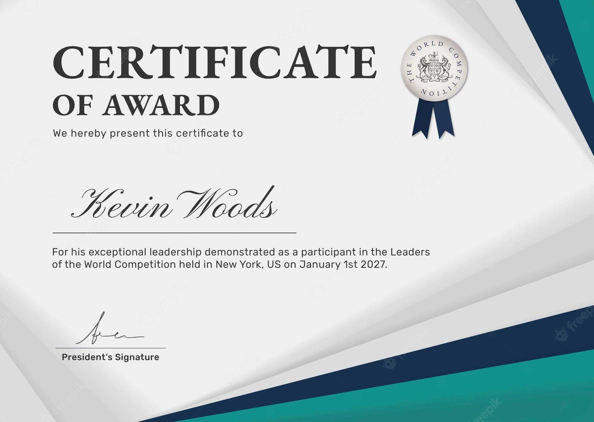 Free Vector  Professional Award Certificate Template In Green  With Regard To Leadership Award Certificate Template