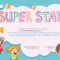 Free Vector  Super Star Award Template With Kids In Background Pertaining To Star Certificate Templates Free