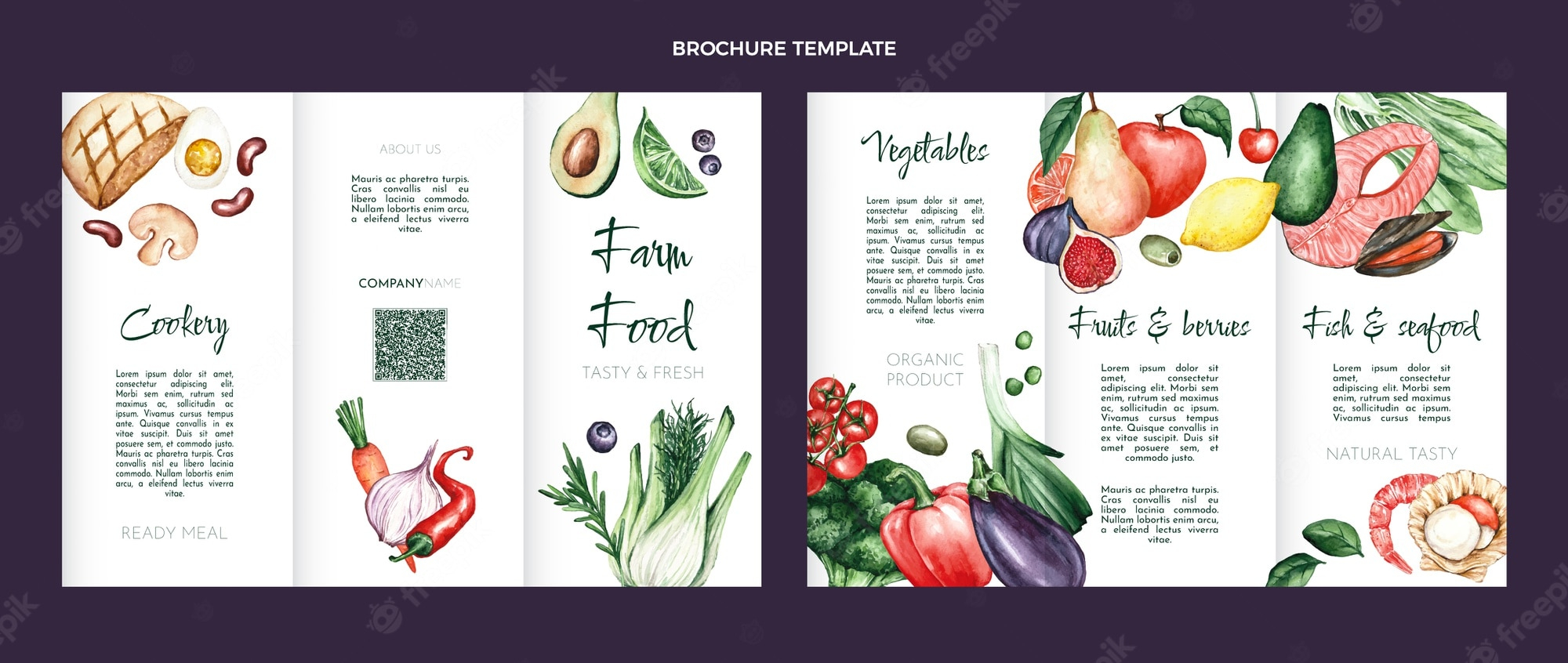 Free Vector  Watercolor healthy food brochure template Regarding Nutrition Brochure Template
