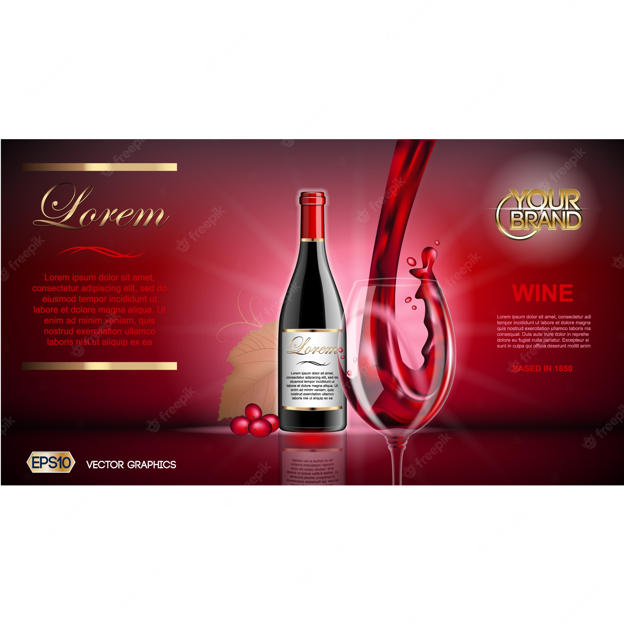 Free Vector  Wine brochure template