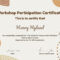 Free Vector  Workshop participation certificate template