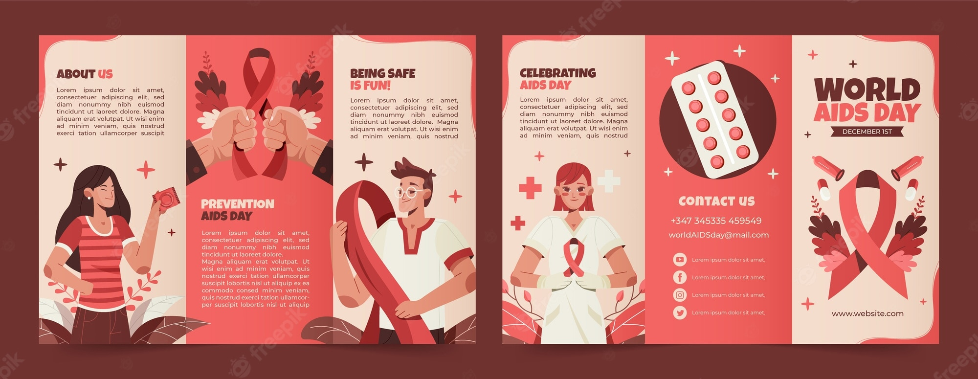 Free Vector  World aids day brochure template Throughout Hiv Aids Brochure Templates