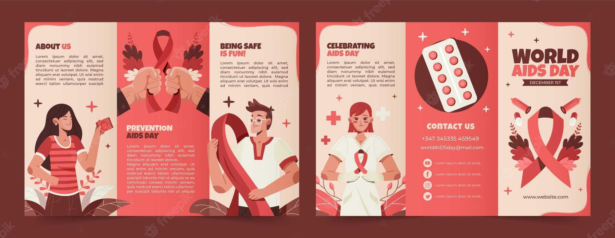 Free Vector  World Aids Day Brochure Template Throughout Hiv Aids Brochure Templates