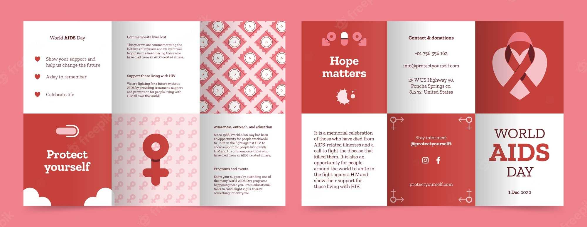 Free Vector  World Aids Day Remembrance Business Brochure Template In Hiv Aids Brochure Templates