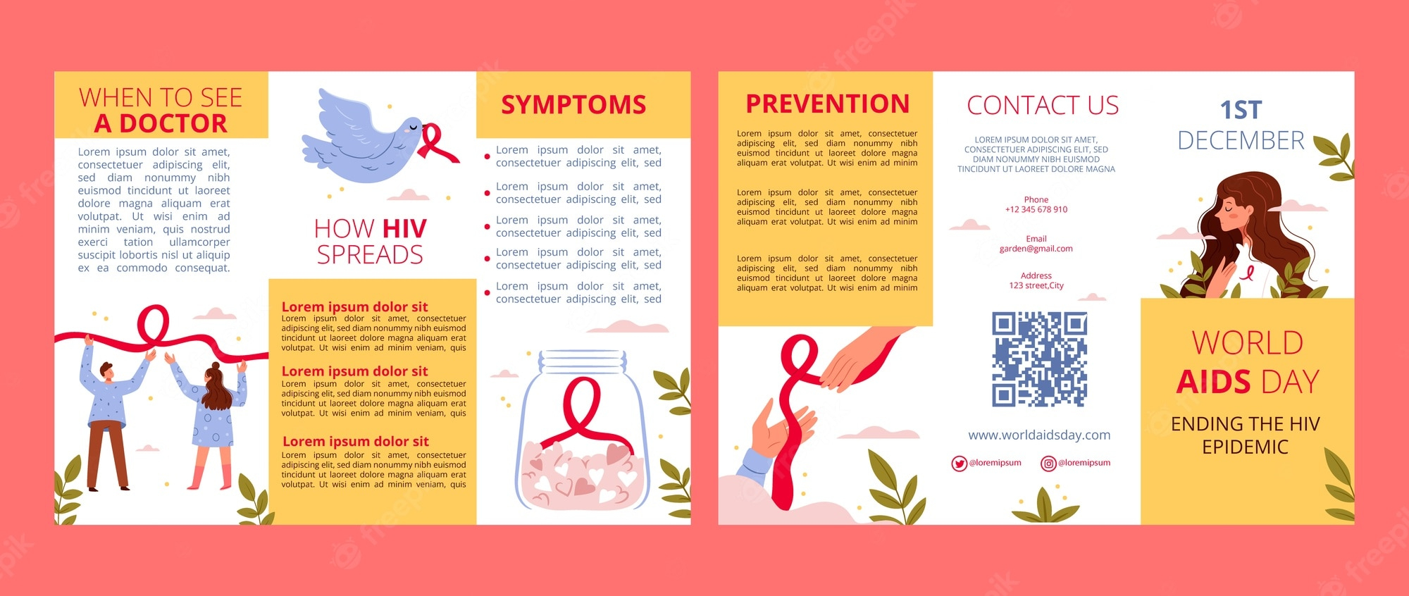 Free Vector  World aids day remembrance business brochure template Pertaining To Hiv Aids Brochure Templates