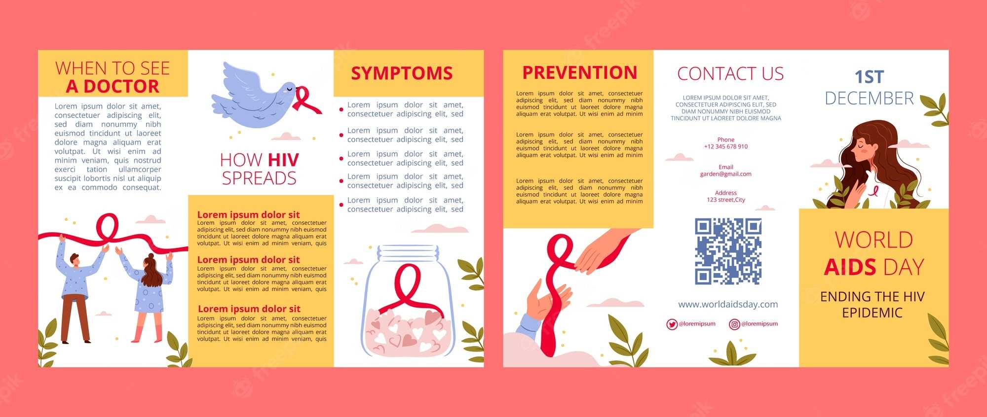 Free Vector  World Aids Day Remembrance Business Brochure Template Pertaining To Hiv Aids Brochure Templates