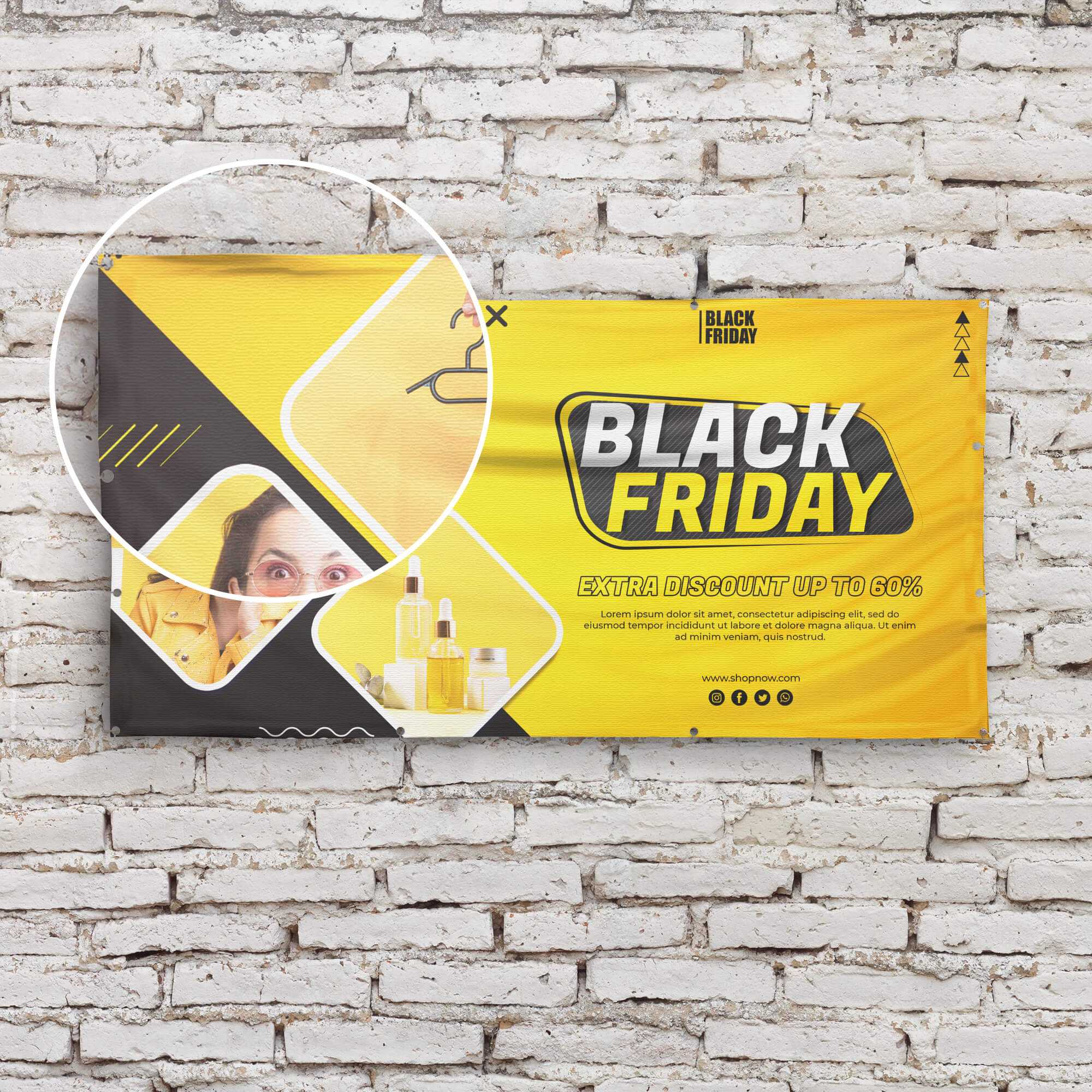 Free Vinyl Banner Mockup PSD Template - Mockup Den Inside Vinyl Banner Design Templates