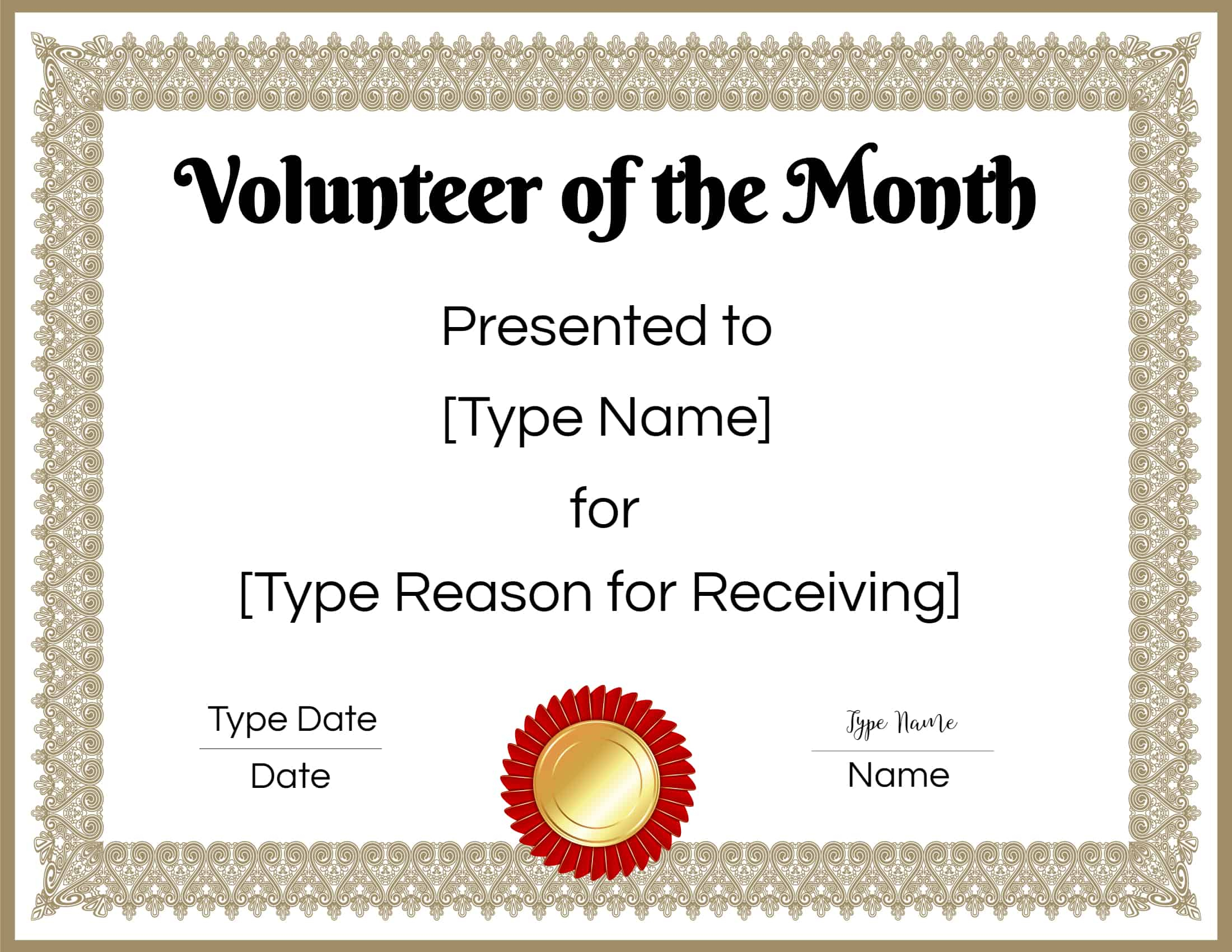 FREE Volunteer Certificate Template  Many Designs Are Available Inside Volunteer Of The Year Certificate Template