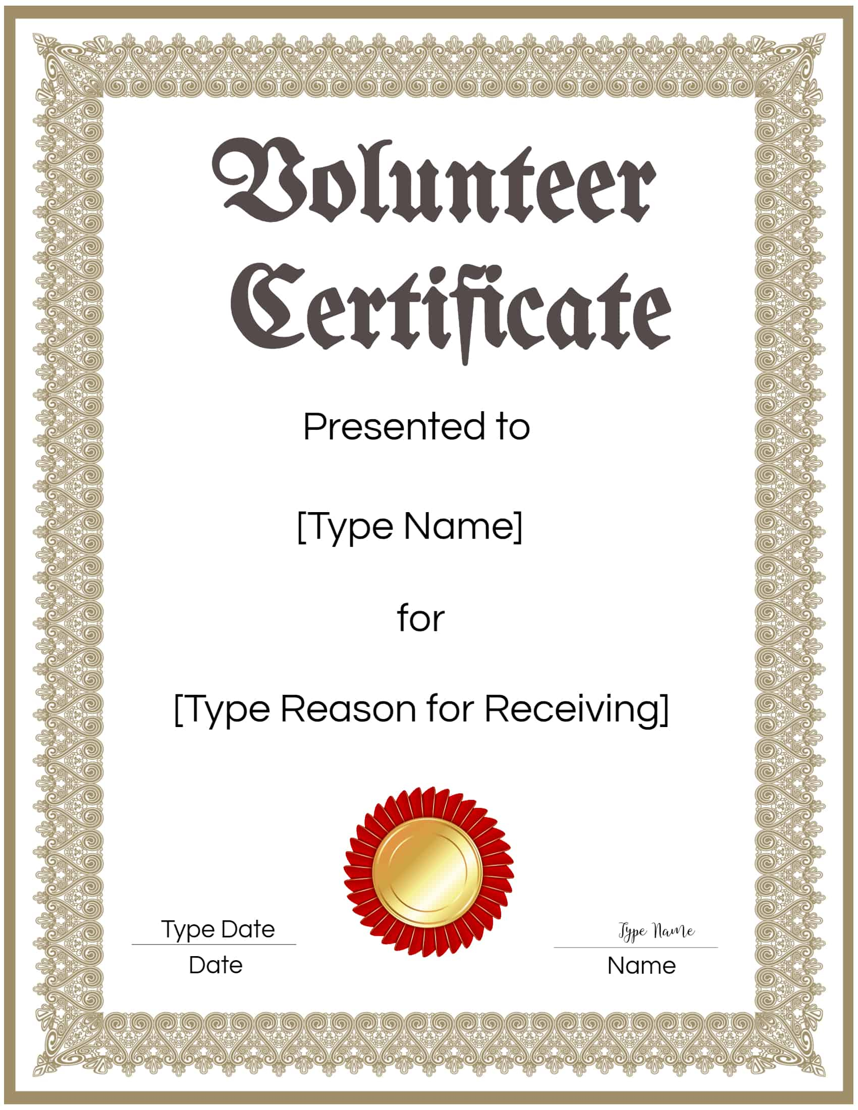 FREE Volunteer Certificate Template  Many Designs Are Available Inside Volunteer Of The Year Certificate Template