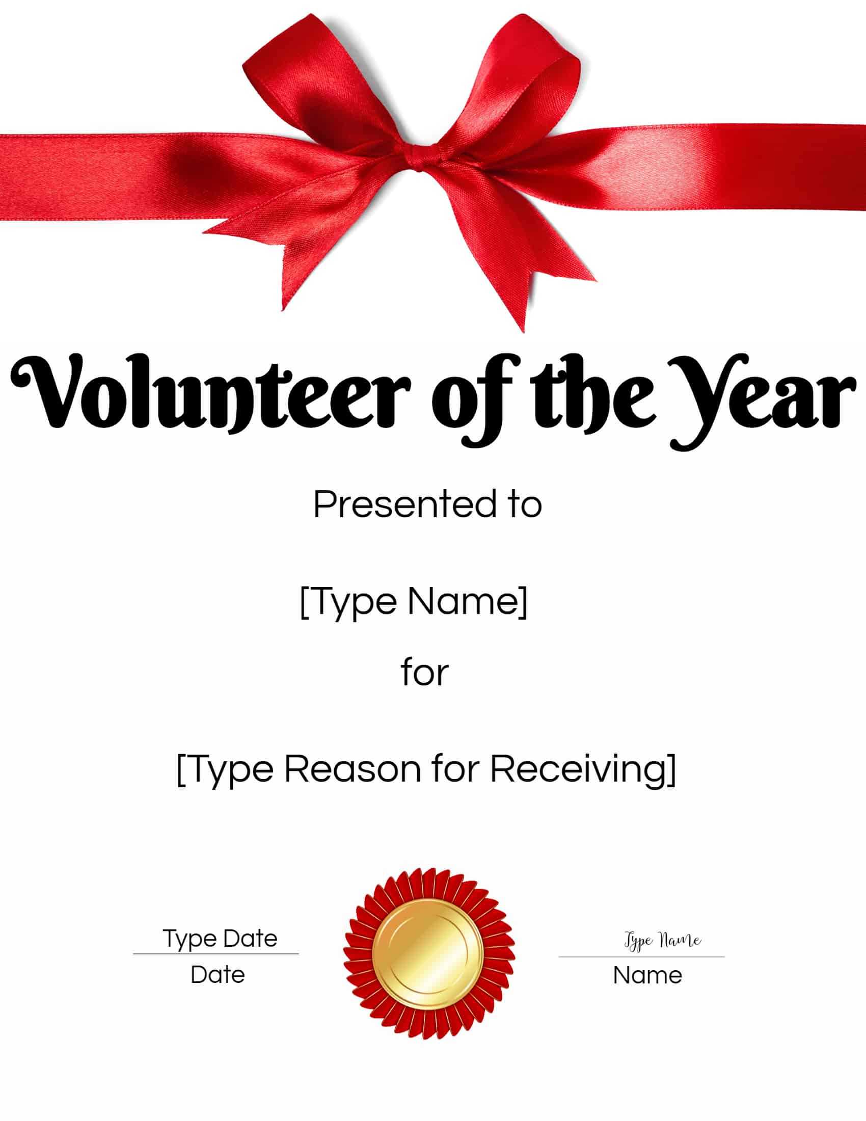 FREE Volunteer Certificate Template  Many Designs are Available Throughout Volunteer Of The Year Certificate Template