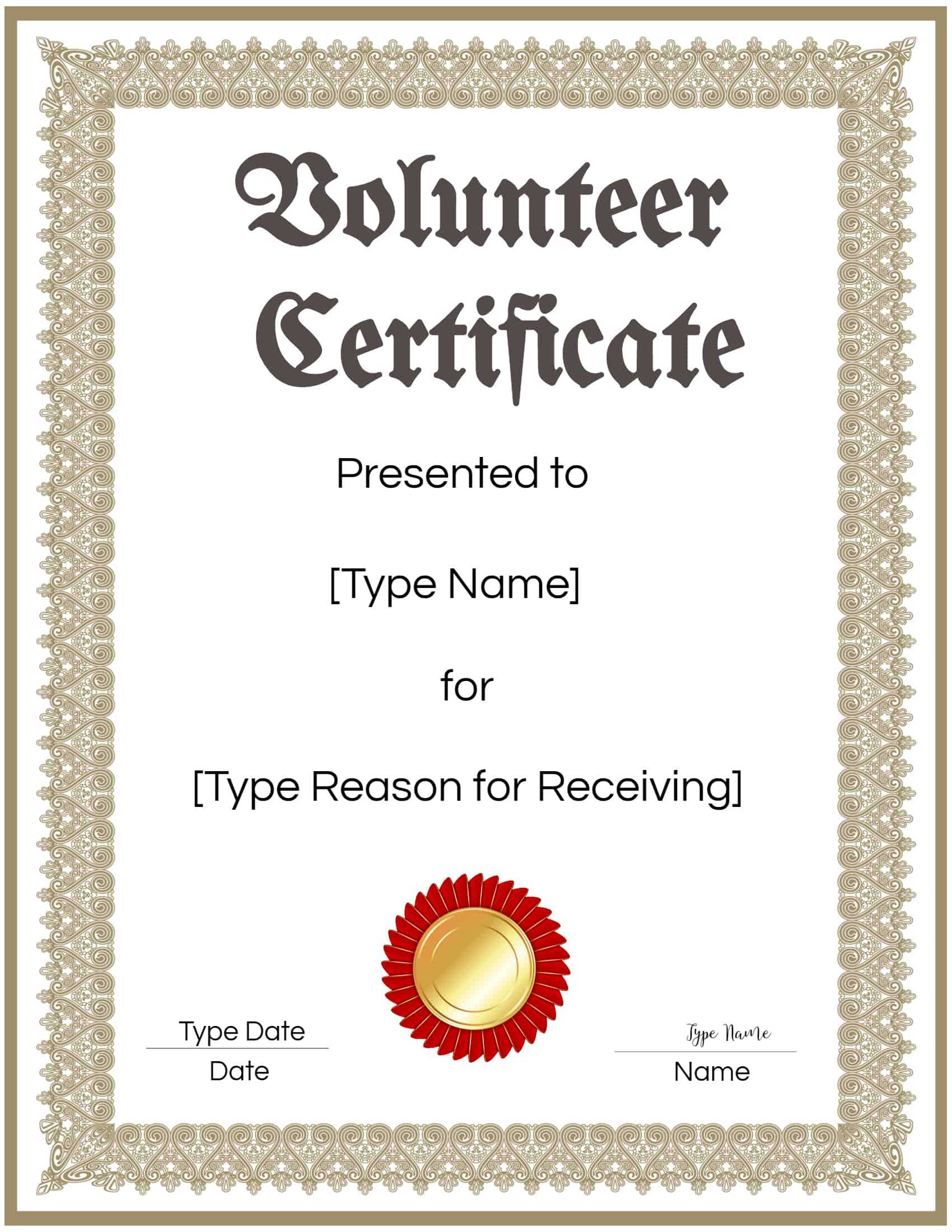 FREE Volunteer Certificate Template Many Designs are Available Within Volunteer Certificate Template FREE Volunteer Certificate Template Many Designs are Available Within Volunteer Certificate Template