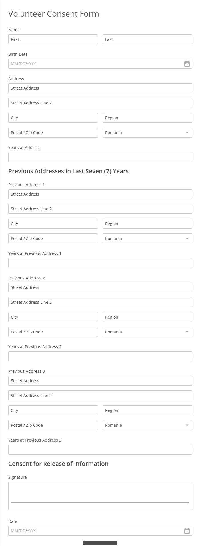 Free Volunteer Forms – Form Templates  10FormBuilder With Regard To Volunteer Report Template