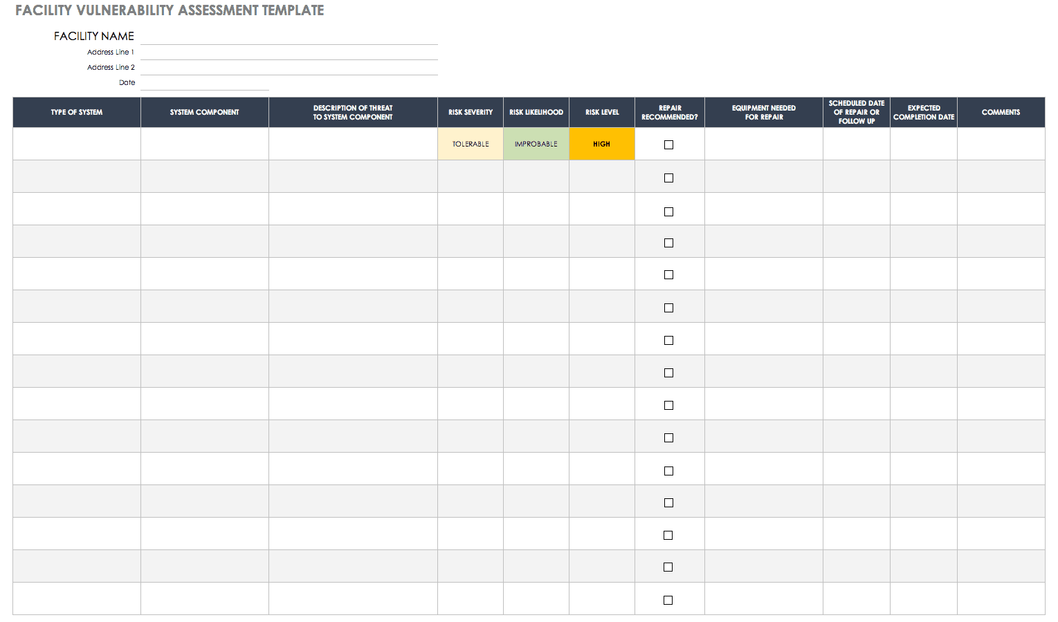 Free Vulnerability Assessment Templates  Smartsheet Intended For Physical Security Risk Assessment Report Template