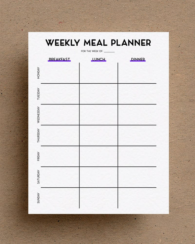 Free Weekly Meal Planner Printable For 10 - Crazy Laura With Blank Meal Plan Template