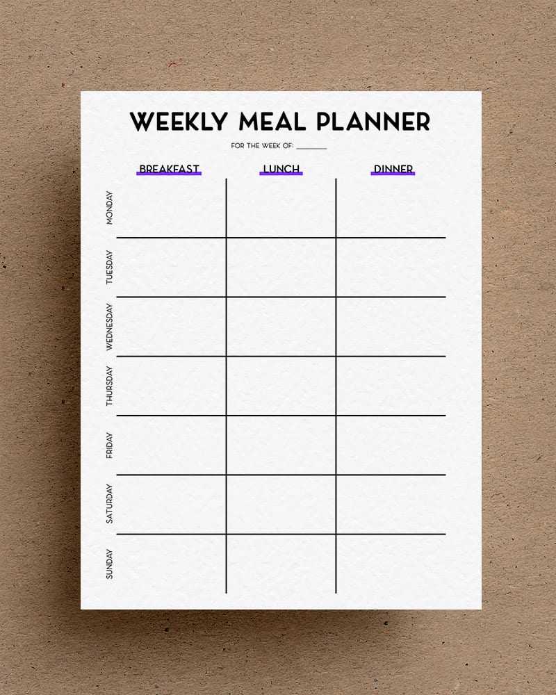 Free Weekly Meal Planner Printable For 10 – Crazy Laura With Blank Meal Plan Template