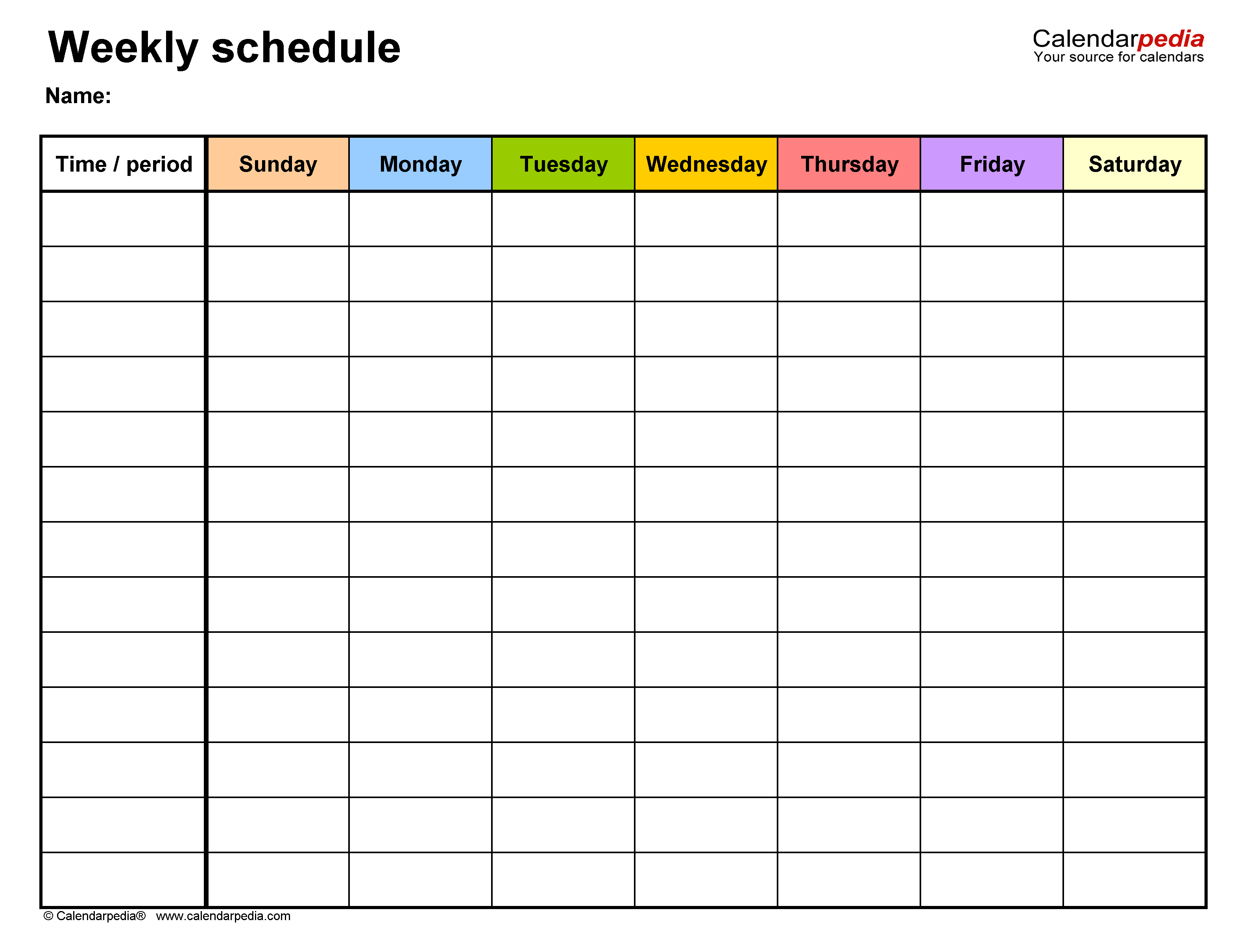 Free Weekly Schedules for Word - 10 Templates Intended For Blank Monthly Work Schedule Template