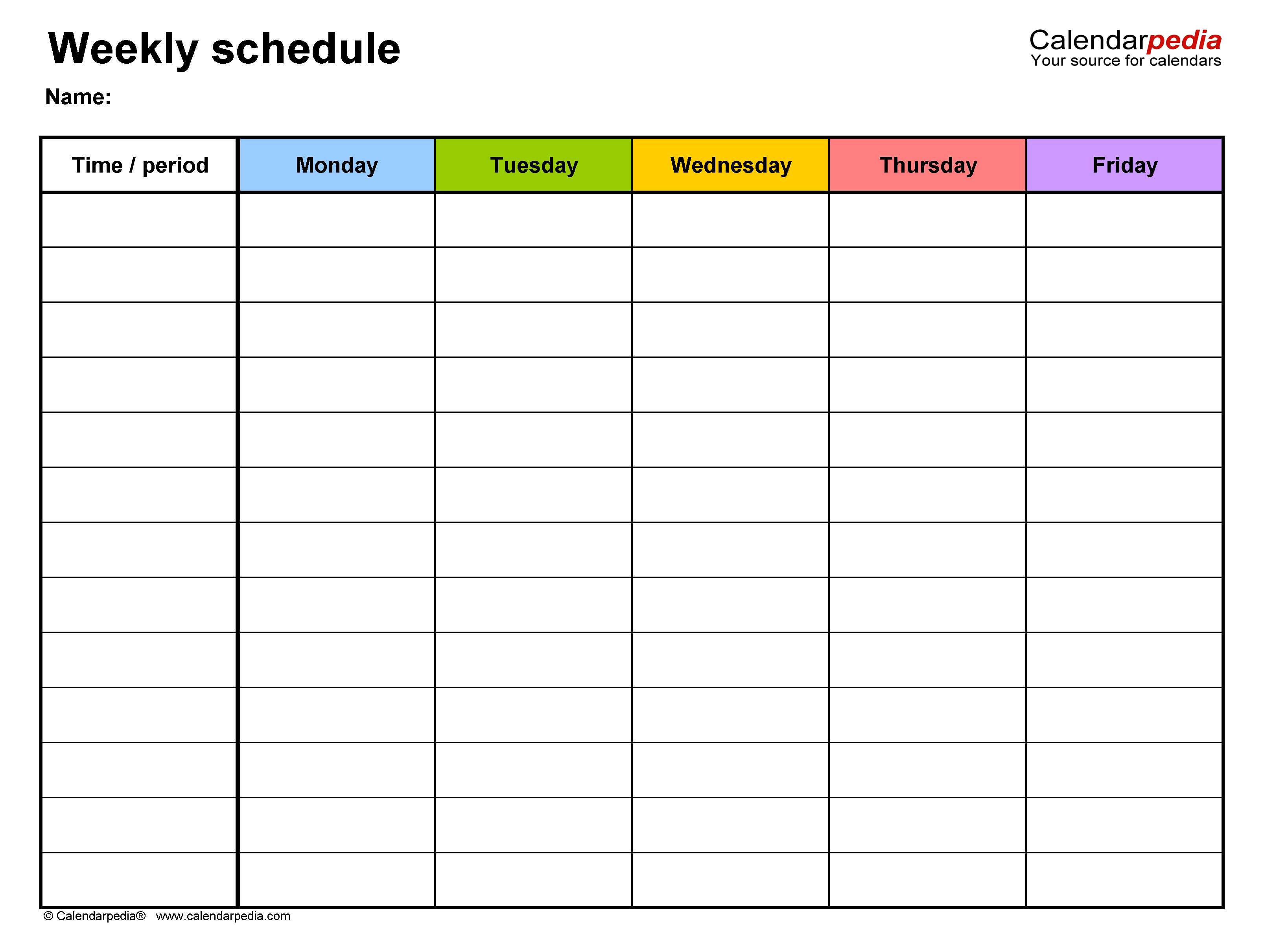 Free Weekly Schedules for Word - 10 Templates Throughout Blank Workout Schedule Template