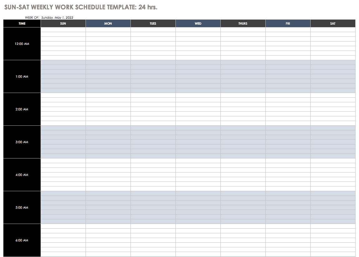 Free Work Schedule Templates For Word And Excel Smartsheet For Blank Monthly Work Schedule Template