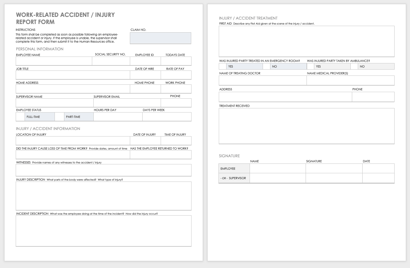 Free Workplace Accident Report Templates  Smartsheet With Regard To Injury Report Form Template