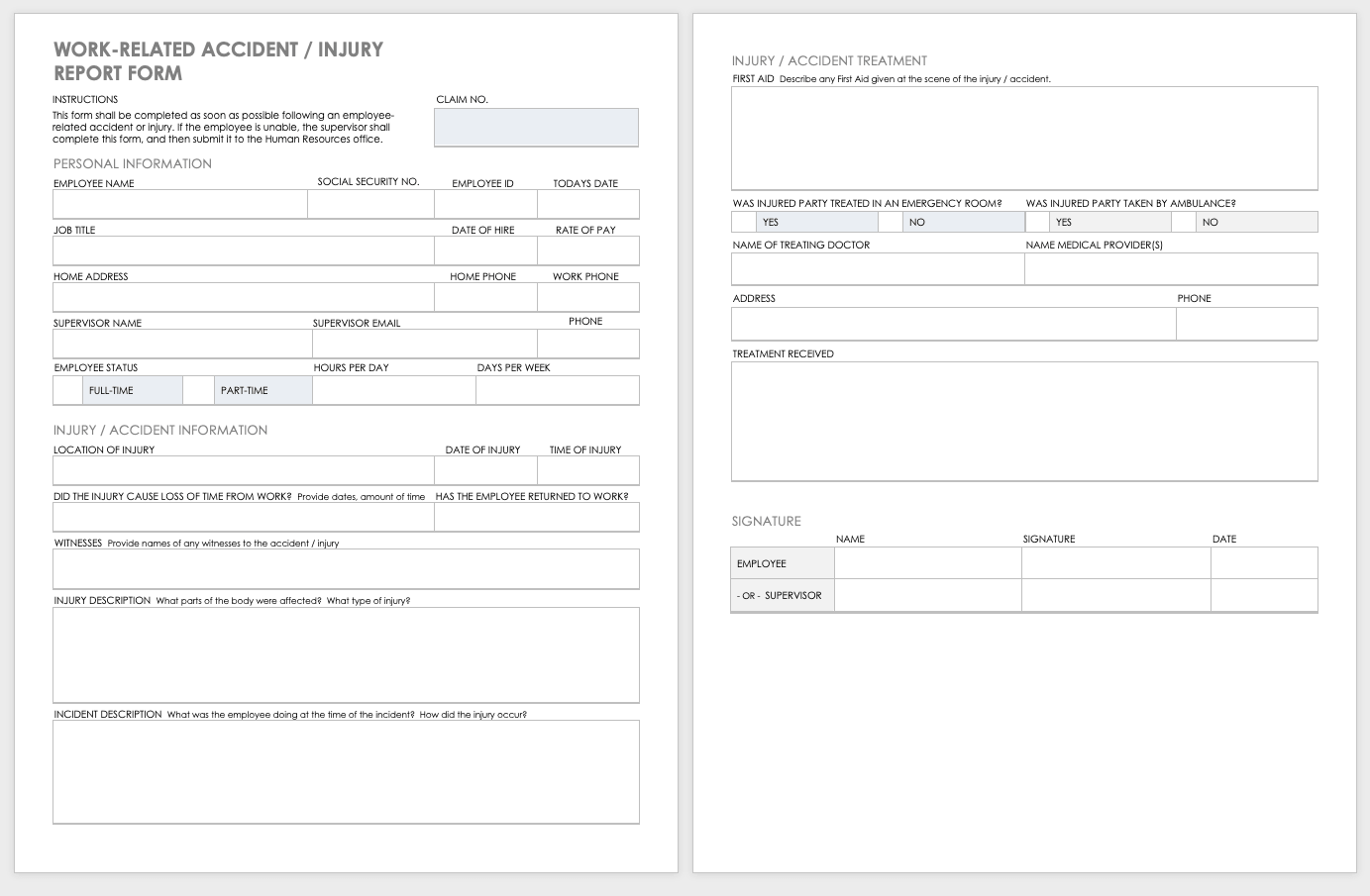 Free Workplace Accident Report Templates  Smartsheet Within Incident Hazard Report Form Template