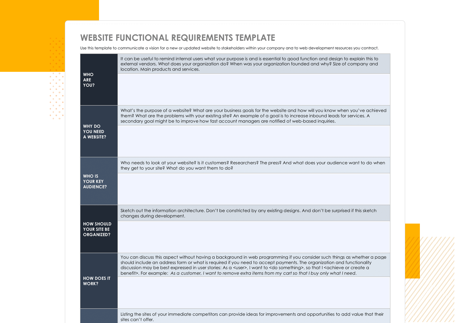 Functional Specification Documents: your complete guide - Justinmind Inside Report Requirements Document Template
