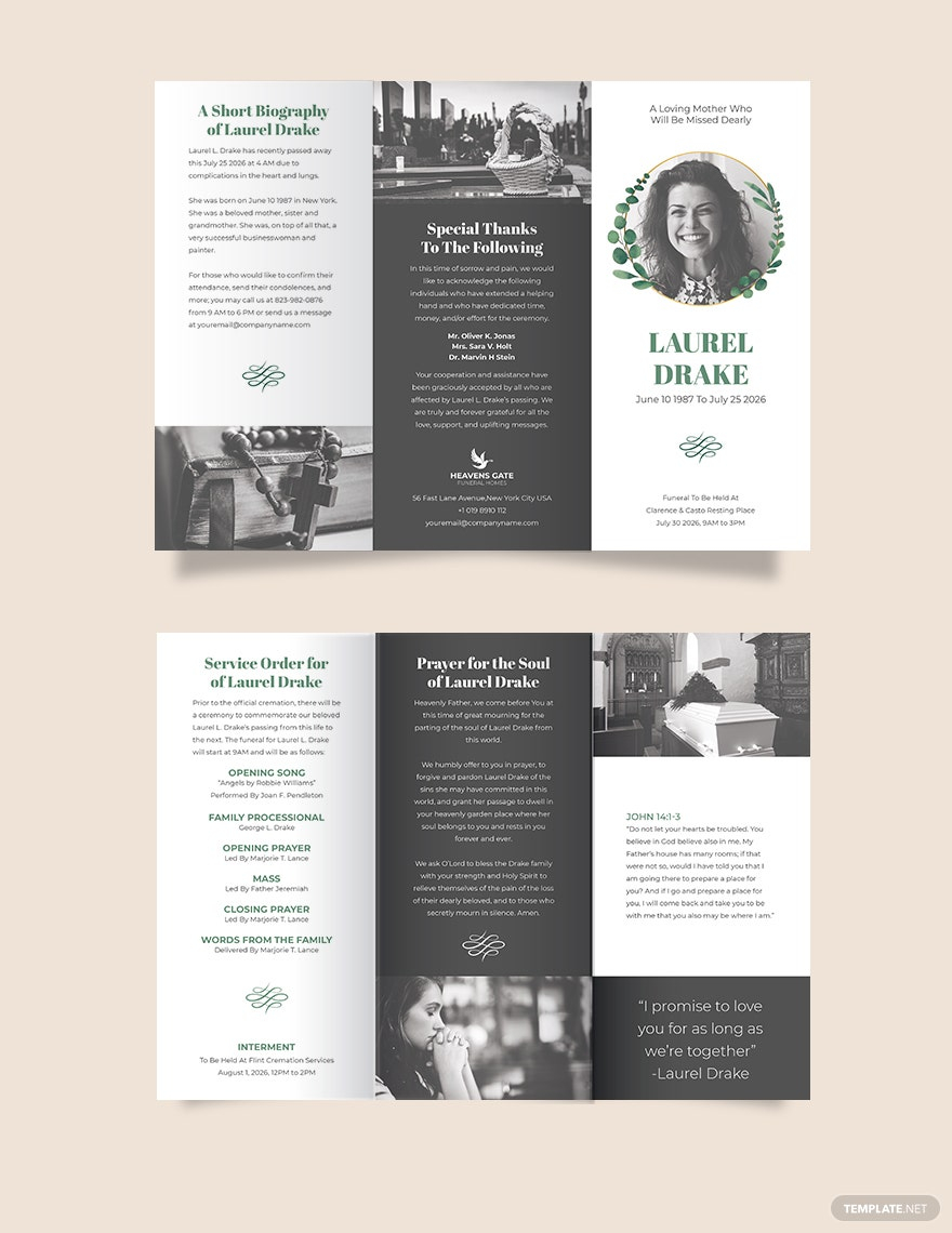 Funeral Brochure Templates - Design, Free, Download  Template