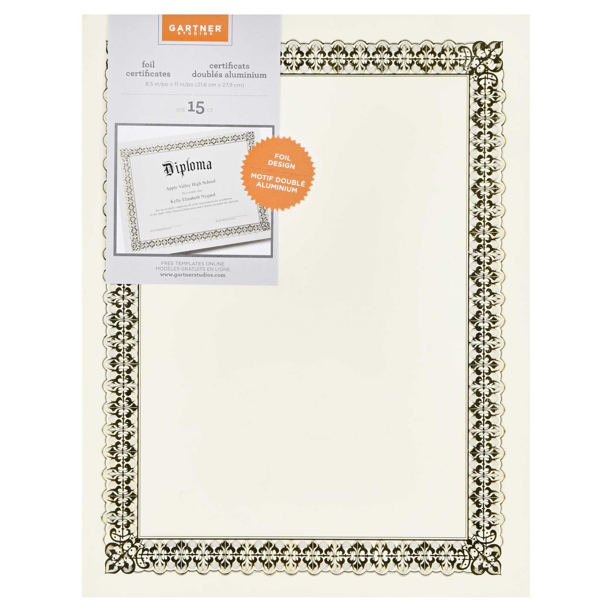 Gartner Studios 10 S Gold Foil Certificate, 10 Pack For Gartner Certificate Templates