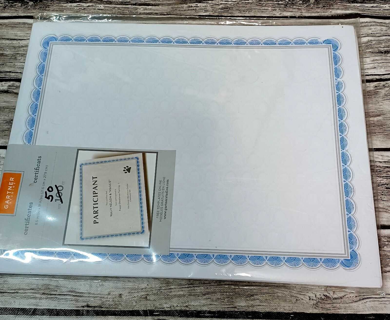 Gartner Studios Blank Certificates In Original Package 10 Count Blue& Gold  Trim Pertaining To Gartner Certificate Templates