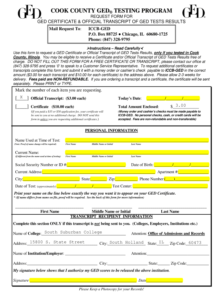 Ged Certificate Illinois - Fill Online, Printable, Fillable, Blank  With Ged Certificate Template