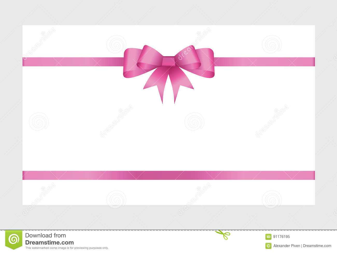 Gift Card with Pink Ribbon and a Bow Stock Vector - Illustration  With Regard To Pink Gift Certificate Template