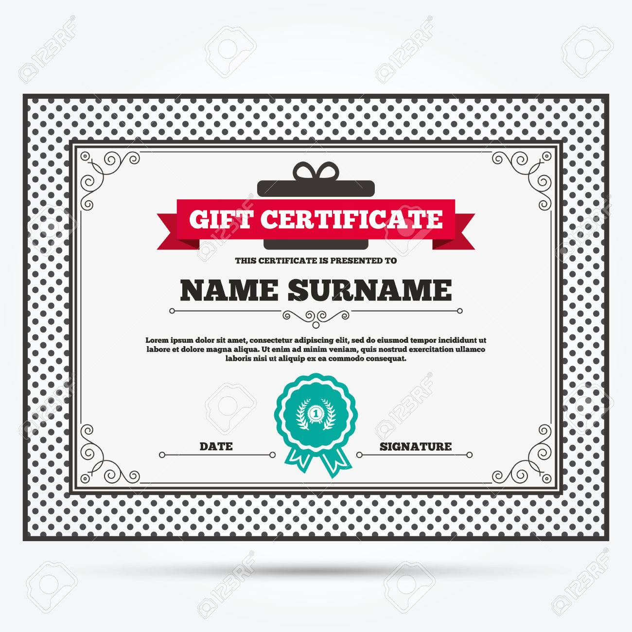Gift Certificate. First Place Award Sign Icon