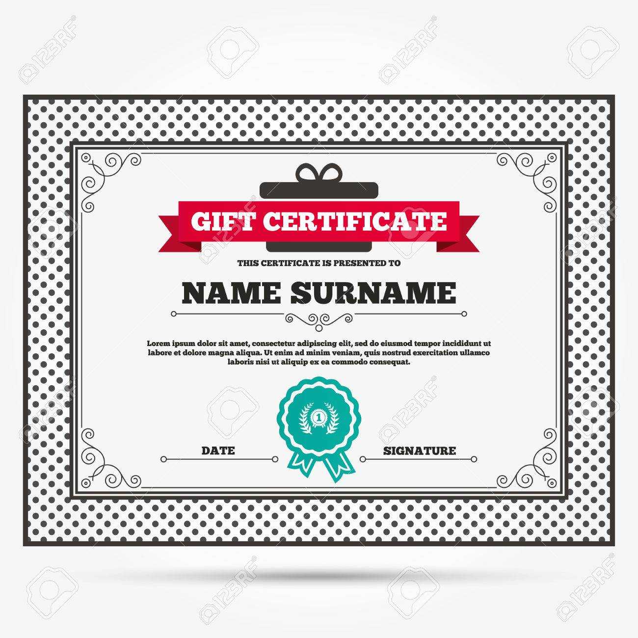 Gift Certificate. First Place Award Sign Icon