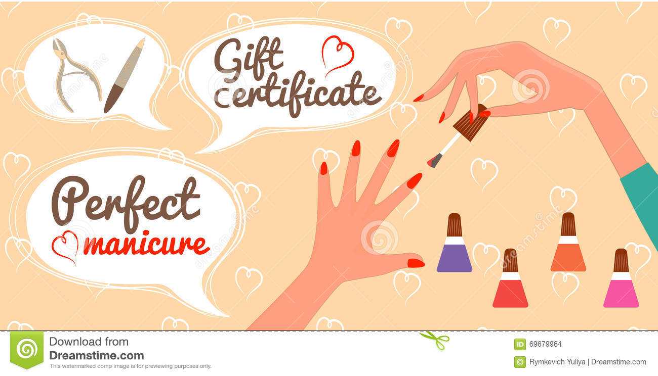 Gift Certificate Perfect Manicure Nail Salon Stock Vector  Intended For Nail Gift Certificate Template Free