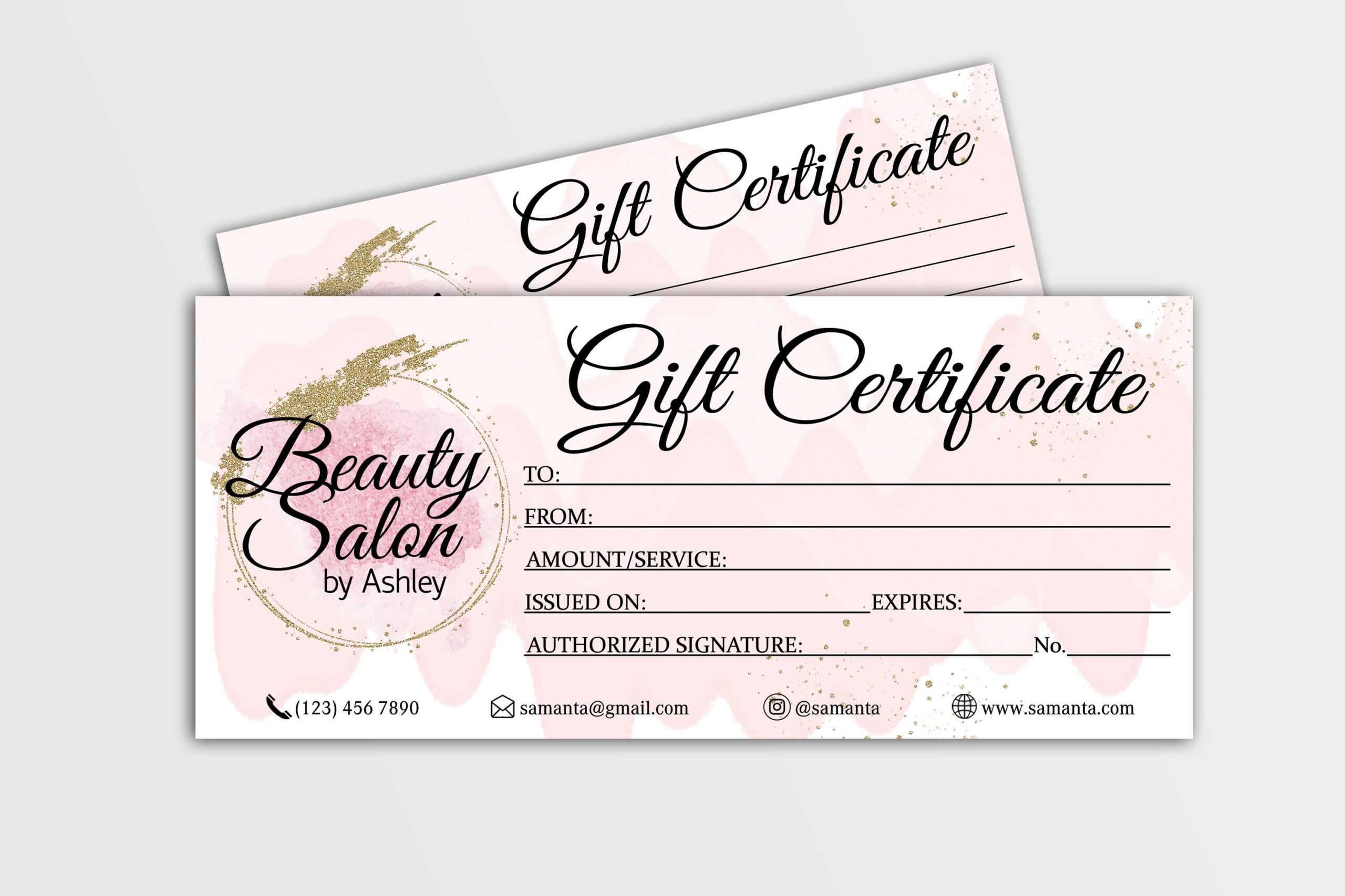 Gift Certificate template, Editable Gift Card, Gift Voucher, Gift card  beauty salon, Gift certificate hair stylist, nails, makeup artist Within Salon Gift Certificate Template