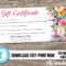 Gift Certificate Template Flowers Photography Coupon – Etsy Österreich Inside Custom Gift Certificate Template