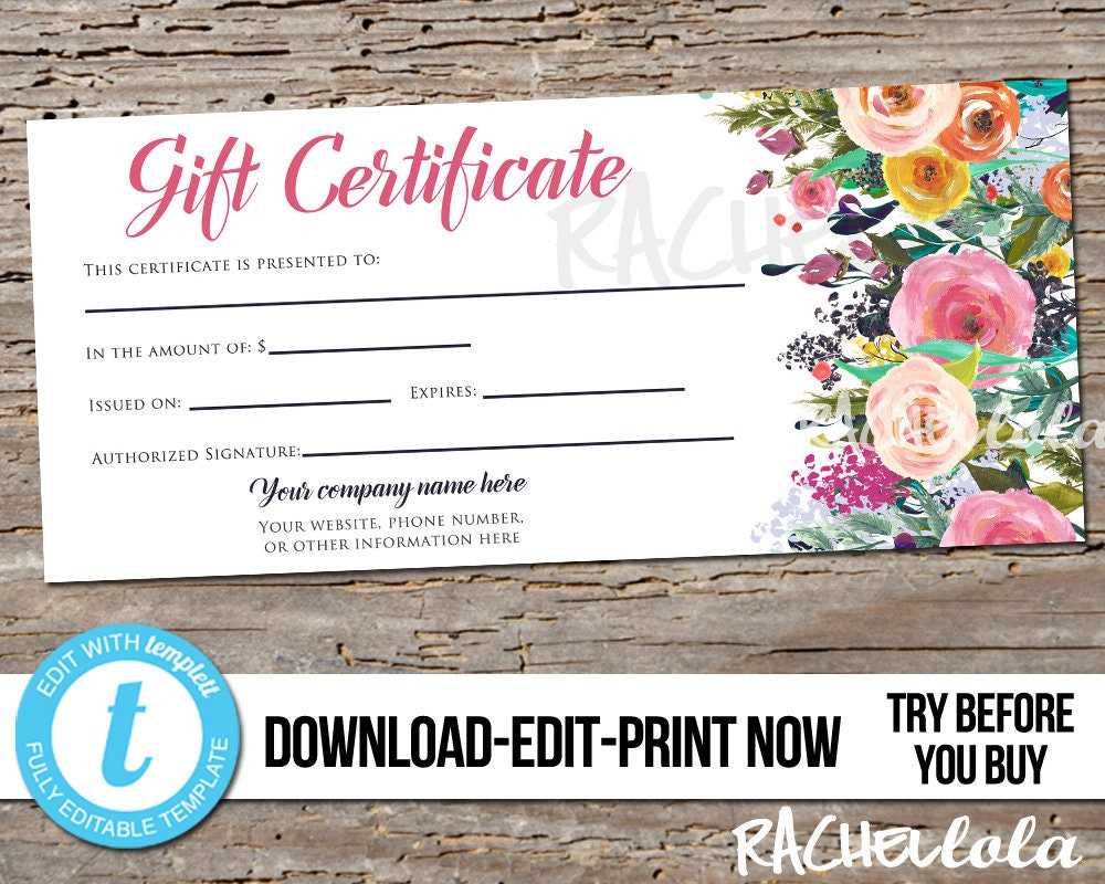 Gift Certificate Template Flowers Photography Coupon – Etsy Österreich Inside Custom Gift Certificate Template