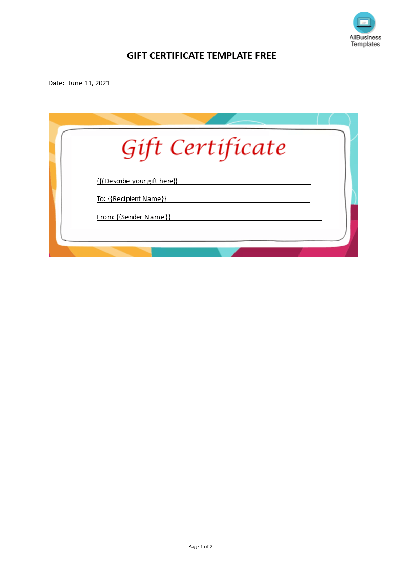 Gift Certificate Template Free  Templates at allbusinesstemplates.com