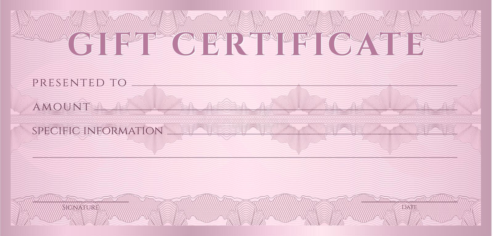 Gift Certificate (Voucher, Coupon) Template Stock Vector  Inside Pink Gift Certificate Template