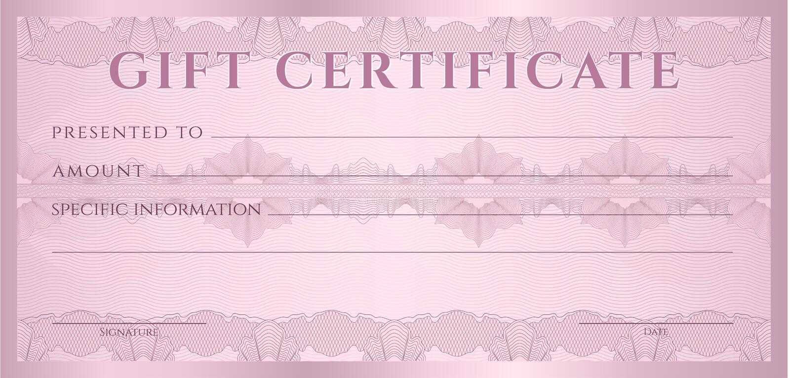 Gift Certificate (Voucher, Coupon) Template Stock Vector  Inside Pink Gift Certificate Template